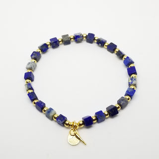 Lapis Lazuli (4mm Square) Gold Plated with Tiny Spike