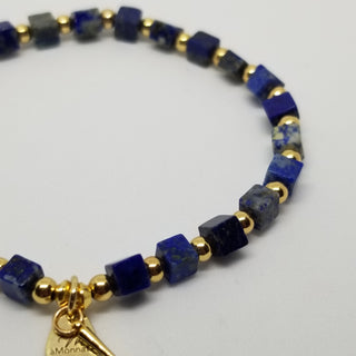 Lapis Lazuli (4mm Square) Gold Plated with Tiny Spike