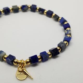 Lapis Lazuli (4mm Square) Gold Plated with Tiny Spike