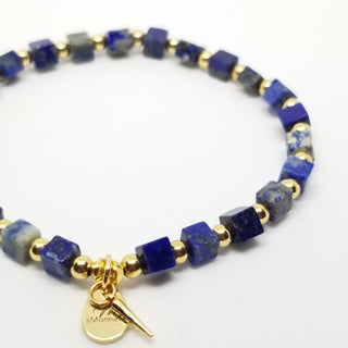 Lapis Lazuli (4mm Square) Gold Plated with Tiny Spike