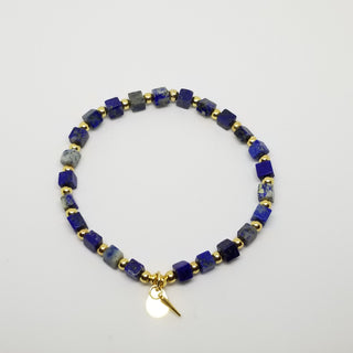 Lapis Lazuli (4mm Square) Gold Plated with Tiny Spike