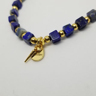 Lapis Lazuli (4mm Square) Gold Plated with Tiny Spike