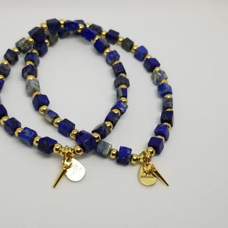 Lapis Lazuli (4mm Square) Gold Plated with Tiny Spike