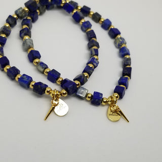 Lapis Lazuli (4mm Square) Gold Plated with Tiny Spike