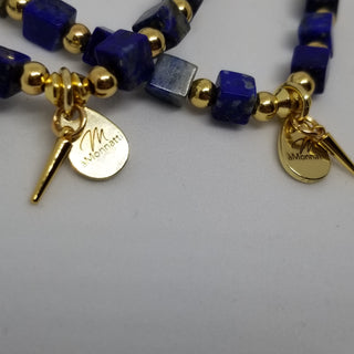 Lapis Lazuli (4mm Square) Gold Plated with Tiny Spike