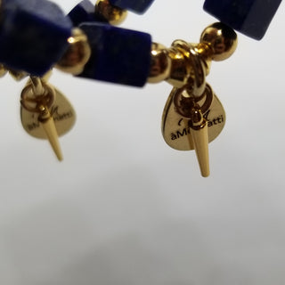 Lapis Lazuli (4mm Square) Gold Plated with Tiny Spike