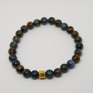 Lake Blue Cloisonne Jasper Gold aMonnatti Bracelet 8mm