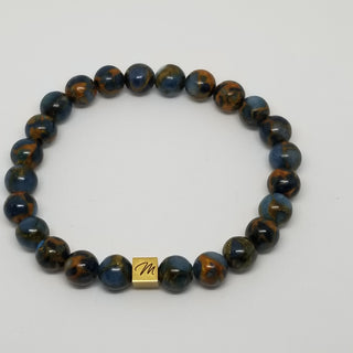 Lake Blue Cloisonne Jasper Gold aMonnatti Bracelet 8mm