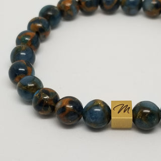 Lake Blue Cloisonne Jasper Gold aMonnatti Bracelet 8mm