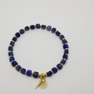 Lapis Lazuli (4mm Square) Gold Plated with Tiny Spike