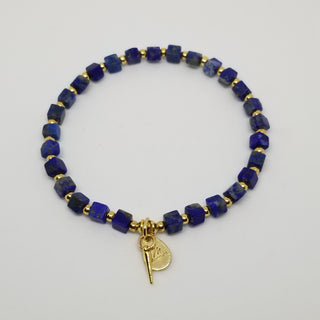 Lapis Lazuli (4mm Square) Gold Plated with Tiny Spike