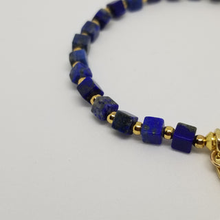 Lapis Lazuli (4mm Square) Gold Plated with Tiny Spike