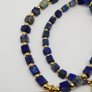 Lapis Lazuli (4mm Square) Gold Plated with Tiny Spike