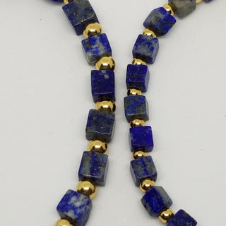 Lapis Lazuli (4mm Square) Gold Plated with Tiny Spike