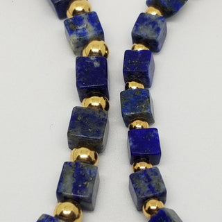 Lapis Lazuli (4mm Square) Gold Plated with Tiny Spike