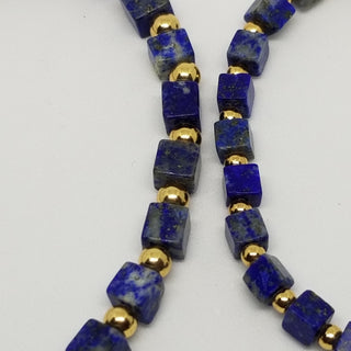 Lapis Lazuli (4mm Square) Gold Plated with Tiny Spike