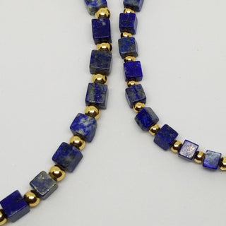 Lapis Lazuli (4mm Square) Gold Plated with Tiny Spike