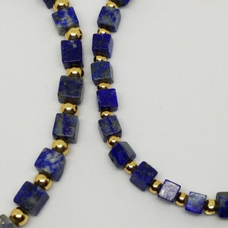 Lapis Lazuli (4mm Square) Gold Plated with Tiny Spike