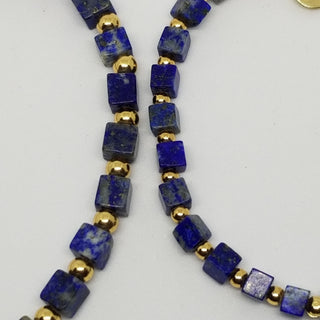 Lapis Lazuli (4mm Square) Gold Plated with Tiny Spike