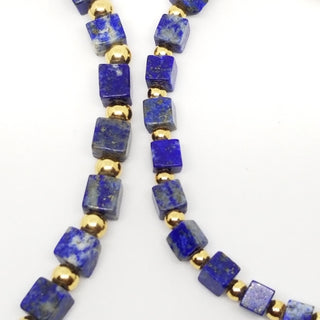 Lapis Lazuli (4mm Square) Gold Plated with Tiny Spike