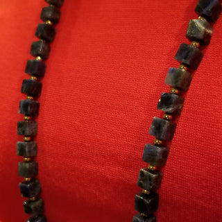 Sodalite (Square) Gold Filled Long Necklace