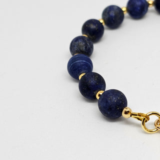 Lapis Lazuli 18 K Gold Filled Toggle Bracelet with Pearl Dangle