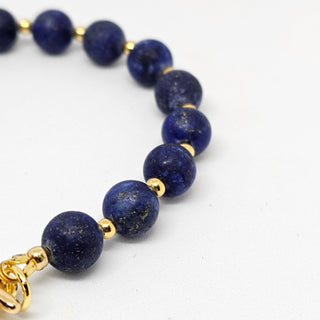 Lapis Lazuli 18 K Gold Filled Toggle Bracelet with Pearl Dangle