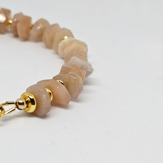 Sunstone (Organic) 18K Gold Filled Toggle Bracelet with Smoky Quarts and Pearl Dangle