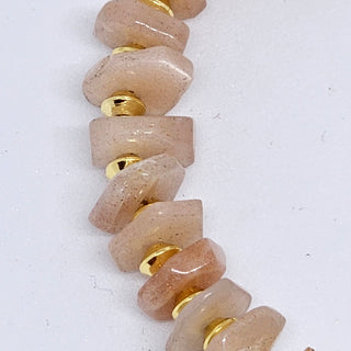 Sunstone (Organic) 18K Gold Filled Toggle Bracelet with Smoky Quarts and Pearl Dangle