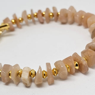 Sunstone (Organic) 18K Gold Filled Toggle Bracelet with Smoky Quarts and Pearl Dangle