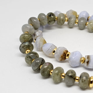 Labradorite (Donut) 18K Gold Filled Toggle Bracelet with Pearl Dangle