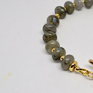 Labradorite (Donut) 18K Gold Filled Toggle Bracelet with Pearl Dangle