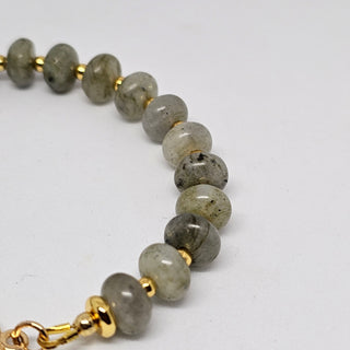 Labradorite (Donut) 18K Gold Filled Toggle Bracelet with Pearl Dangle