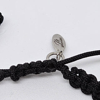 Zen Weave Macrame Boho Braided Bracelet in Black - SS 7mm Square Thrive Twine Charm