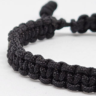 Zen Weave Macrame Boho Braided Bracelet in Black - SS 7mm Square Thrive Twine Charm