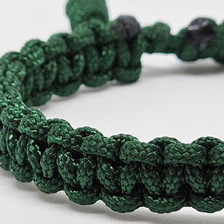 Zen Weave Macrame Boho Braided Bracelet in Forest Green - SS Square Thrive Twine Charm