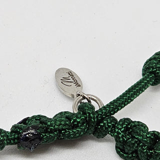 Zen Weave Macrame Boho Braided Bracelet in Forest Green - SS Square Thrive Twine Charm