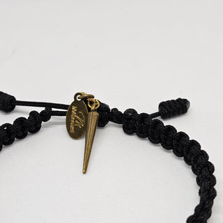 Zen Weave Macrame Boho Braided Bracelet in Black - Matt Gold Peak Pulse Charm