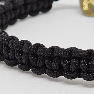 Zen Weave Macrame Boho Braided Bracelet in Black - Matt Gold Peak Pulse Charm