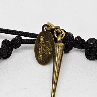 Zen Weave Macrame Boho Braided Bracelet in Black - Matt Gold Peak Pulse Charm