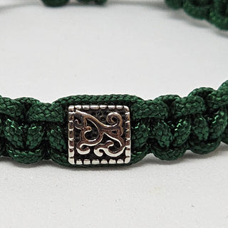 Zen Weave Macrame Boho Braided Bracelet in Forest Green - 7mm Thrive Twine Square Charm