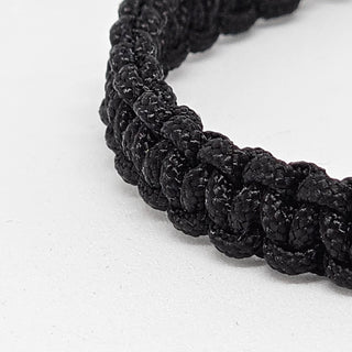 Zen Weave Macrame Boho Braided Bracelet in Black - SS Rectangular Thrive Twine Charm