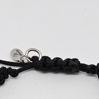 Zen Weave Macrame Boho Braided Bracelet in Black - SS Rectangular Thrive Twine Charm