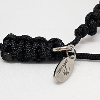 Zen Weave Macrame Boho Braided Bracelet in Black - SS Rectangular Thrive Twine Charm