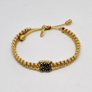 Zen Weave Satin Macrame Boho Braided Bracelet in Gold - Matt Gold Peak Pulse Charm