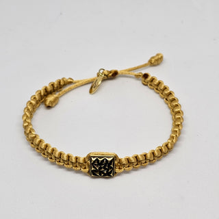 Zen Weave Satin Macrame Boho Braided Bracelet in Gold - Matt Gold Peak Pulse Charm