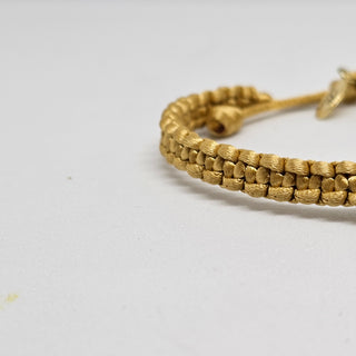 Zen Weave Satin Macrame Boho Braided Bracelet in Gold - Matt Gold Peak Pulse Charm