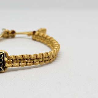 Zen Weave Satin Macrame Boho Braided Bracelet in Gold - Matt Gold Peak Pulse Charm