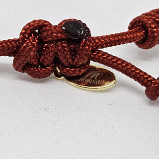 Zen Weave Macrame Boho Braided Bracelet in Burgandy - Shiny Gold Peak Pulse Charm