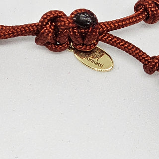 Zen Weave Macrame Boho Braided Bracelet in Burgandy - Shiny Gold Peak Pulse Charm